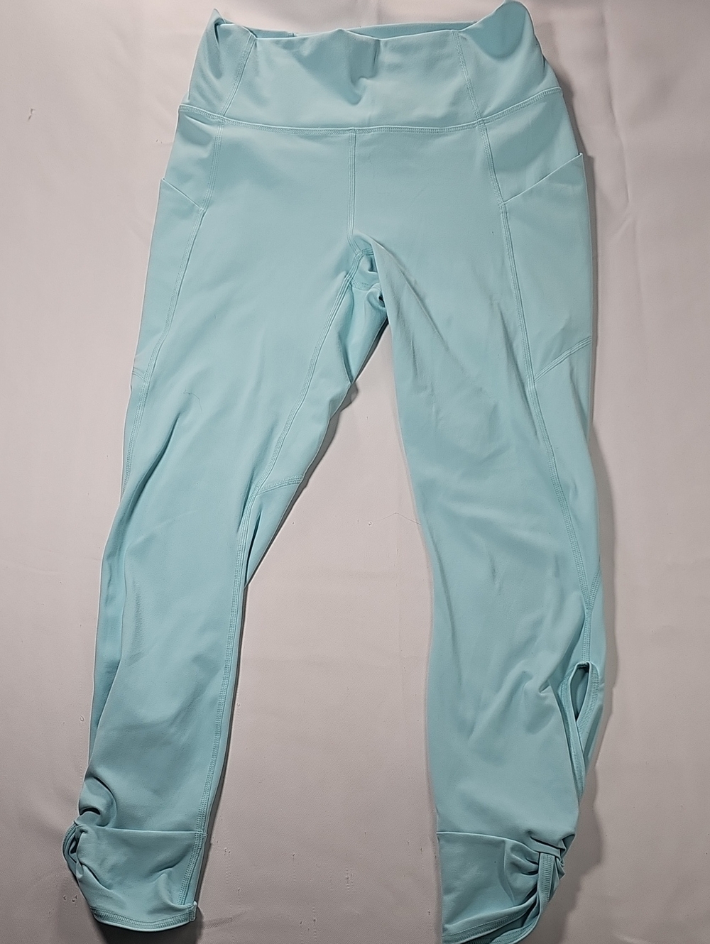 Fabletics Light Aqua High-Rise Leggings with Knotted Ankles